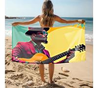 DRPZ Cooling Towel A Man In A Hat Playing An Acoustic Guitar Bath Towel Golf Towel White Hand Towels For Bathroom