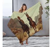 DRPZ Custom Blanket With Picture Two Riders On Horseback Traverse A Desert Landscape Flannel Blanket Mom Blanket Small Blanket(150x200cm)