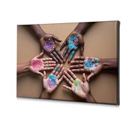 DRPZ Decorations For Living Room Colorful Hands Reaching Out In Unity Canvas Decorative Picture Bathroom Decorations Bookshelf Decor(20x30cm)