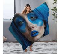 DRPZ Easter Blanket A Person With Vibrant Blue Hair And Matching Makeup Flannel Blanket Easter Throw Blanket Large Blanket(150x200cm)