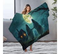 DRPZ Easter Blanket Two Ghosts Holding Hands Under A Full Moon Flannel Blanket Mom Blanket Bed Blankets(125x150cm)