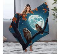 DRPZ Easter Blanket Two Owls Perched Under A Full Moon Flannel Blanket Mom Blanket Bed Blankets(150x200cm)