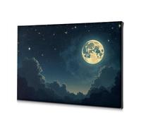 DRPZ Easter Decorations A Full Moon Shines Brightly In The Night Sky Canvas Decorative Picture Bathroom Decorations Decorations For Living Room(20x30cm)