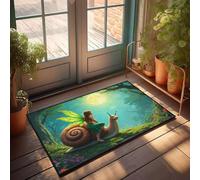DRPZ Fall Door Mats For Outside Entry A Fairy Rides A Giant Snail Under A Full Moon Doormat Unique Door Mats Indoor Entrance Welcome Mats Funn(65X90CM)
