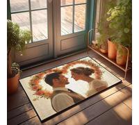 DRPZ Fall Porch Mat A Couple Stands Under A Floral Arch, Gazing Into Each Other'S Eyes Doormat Spring Door Mat Outdoor Small Welcome Mat(50X80CM)