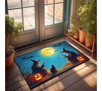 DRPZ Fall Porch Mat Two Witches Cast Spells Under A Full Moon Doormat Bedroom Door Decorations Fall Outdoor Mats For Fro(40X60CM)