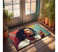 DRPZ Funny Door Mats For Outside Entry A Man With Dreadlocks Smoking Against A Colorful Background Doormat Absorbent Door Mat Indoor Outdoor Mats For Front A(40X60CM)