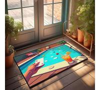 DRPZ Funny Home Decor A Hand Holds An Ace Of Hearts Near A Pool With Colorful Balls Doormat Welcome Mats Funny Mens Room Decor(50X80CM)
