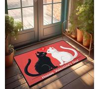 DRPZ Funny Home Decor Two Cats Kissing With A Heart Above Them Doormat Welcome Mats Funny Mens Room Decor(50X80CM)
