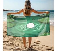 DRPZ Gym Towels A Cute Round Character Emerges From A Pond Surrounded By Lily Pads Bath Towel Black Towels Cooling Towel