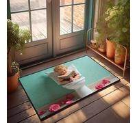 DRPZ Home Decor Men A Child With Angel Wings Reading A Book On The Toilet Doormat Exterior Door Mat Back Yard Decorations(50X80CM)