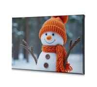 DRPZ Home Wall Decor A Cheerful Snowman Dressed In An Orange Hat And Scarf Canvas Decorative Picture Dining Room Decor Christian Easter Decor(20x30cm)