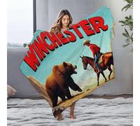 DRPZ Large Throw Blanket A Cowboy Confronts A Bear In The Wilderness Flannel Blanket Blanket Queen Size Warming Blanket(150x200cm)