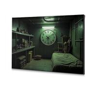 DRPZ Living Room Decor A Dimly Lit Room With A Large Clock On The Wall Canvas Decorative Picture Coastal Wall Art Bathroom Wall Art(20x30cm)