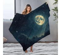 DRPZ Mom Blanket A Full Moon Shines Brightly In The Night Sky Flannel Blanket Plush Blanket Big Blanket(150x200cm)