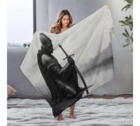 DRPZ Mom Blanket Knight Kneeling By A Lake, Holding A Sword Flannel Blanket Plush Blanket Big Blanket(127x100cm)