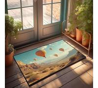 DRPZ Outdoor Winter Rug Hot Air Balloons Floating Over A Desert Landscape Doormat Man Cave Furniture Office Decor For Men(40X60CM)