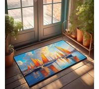 DRPZ Outdoor Winter Rug Sailboats With Colorful Sails At Sunset Doormat Man Cave Furniture Office Decor For Men(50X80CM)