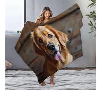 DRPZ Personalized Baby Blanket A Happy Golden Retriever With Its Tongue Out Flannel Blanket Small Blanket Small Blanket(125x150cm)