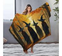 DRPZ Personalized Baby Blanket Four Witches In Black Robes Walk Through An Autumn Forest Flannel Blanket Plush Blanket Easter Throw Blanket(125x150cm)