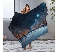 DRPZ Personalized Baby Blanket People Skating On An Outdoor Ice Rink Under A Starry Night Sky Flannel Blanket Plush Blanket Easter Throw Blanket(125x150cm)