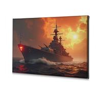 DRPZ Picture Hanging Kit A Battleship Sails Through Turbulent Waters As The Sun Sets Canvas Decorative Picture Decoraciones Para Cuartos Wall Decorations(40x60cm)