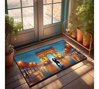 DRPZ Plain Outdoor Mat A Couple Kissing Under The Arc De Triomphe At Night Doormat Fall Kitchen Rugs And Mats Outdoor Door Mats For H(50X80CM)