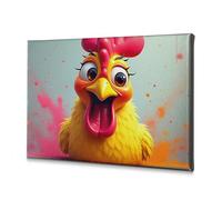 DRPZ Rustic Home Decor A Cheerful Cartoon Chicken With An Open Beak Canvas Decorative Picture Decoraciones Para Cuartos Home Wall Decor(30x40cm)