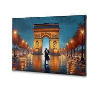 DRPZ Rustic Home Decor A Couple Kissing Under The Arc De Triomphe At Night Canvas Decorative Picture Decoraciones Para Cuartos Home Wall Decor(20x30cm)