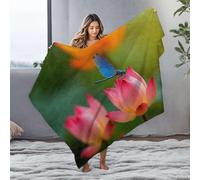DRPZ Small Blanket A Blue Dragonfly Perches On A Pink Lotus Flower Flannel Blanket Personalized Baby Blanket Baby Blankets(127x100cm)