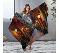 DRPZ Small Blanket A Charming Cobblestone Street Lined With Historic Buildings Flannel Blanket Blanket Queen Size Easter Throw Blanket(150x200cm)