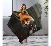DRPZ Small Blanket A Fox In A Suit With A Red Bow Tie Flannel Blanket Blanket Queen Size Easter Throw Blanket(125x150cm)