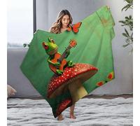 DRPZ Small Blanket A Frog Plays Guitar On A Mushroom Flannel Blanket Blanket Queen Size Easter Throw Blanket(125x150cm)