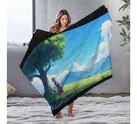 DRPZ Small Blanket A Girl Stands Under A Tree, Gazing At Distant Mountains Flannel Blanket Blanket Queen Size Easter Throw Blanket(127x100cm)
