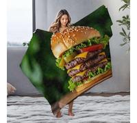 DRPZ Small Blanket A Juicy Triple Cheeseburger With Lettuce, Tomato, Pickles, And Sesame Seeds Flannel Blanket Blanket Queen Size Easter Throw Blanket(150x200cm)