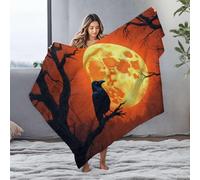 DRPZ Small Blanket A Raven Perches On A Branch Under A Full Moon Flannel Blanket Blanket Queen Size Easter Throw Blanket(127x100cm)