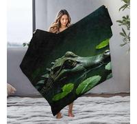 DRPZ Small Blanket Alligator In The Water With Lily Pads Flannel Blanket Blanket Queen Size Easter Throw Blanket(150x200cm)