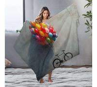 DRPZ Small Blanket Bicycle With Colorful Balloons Against A Wall Flannel Blanket Blanket Queen Size Easter Throw Blanket(150x200cm)