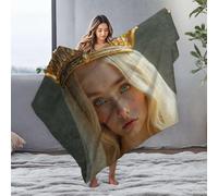 DRPZ Small Blanket Golden Crown, Serene Face, Regal Beauty Flannel Blanket Blanket Queen Size Easter Throw Blanket(125x150cm)
