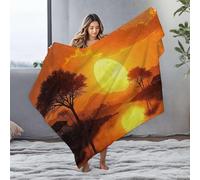 DRPZ Small Blanket Sunset Over A Serene Lake With A Large Moon Rising Flannel Blanket Blanket Queen Size Easter Throw Blanket(150x200cm)