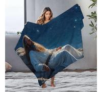 DRPZ Soft Blanket A Man In White Robes Sits On Rocks Under A Starry Sky Flannel Blanket Blanket Queen Size Throw Blanket For Couch(125x150cm)