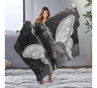 DRPZ Soft Blanket A Woman With Fairy Wings And A Floral Crown Flannel Blanket Blanket Queen Size Throw Blanket For Couch(127x100cm)
