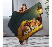 DRPZ Soft Blanket Two Dogs Sleeping Under A Yellow Blanket Flannel Blanket Queen Size Throw Blanket For Couch(125x150cm)