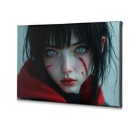 DRPZ Spring Decor Girl With Red Streaks On Her Face Canvas Decorative Picture Bathroom Decorations Baptism Decorations(40x60cm)