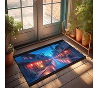 DRPZ Stuff For Boys Room A Serene Night Street With Illuminated Lanterns Reflecting On Wet Pavement Doormat Bar For Man Cave Fall Welcome Mats Outdoor(50X80CM)