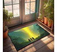 DRPZ Stuff For Boys Room Three Figures Walk Towards A Glowing Light In A Misty Forest Doormat Bar For Man Cave Fall Welcome Mats Outdoor(65X90CM)