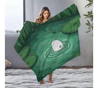 DRPZ Thick Blanket A Cute Round Character Emerges From A Pond Surrounded By Lily Pads Flannel Blanket Beach Blanket Bluey Blanket(127x100cm)