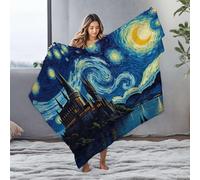 DRPZ Throw Blanket For Couch A Magical Castle Under A Swirling Starry Sky Flannel Blanket Bed Blankets Large Blanket(127x100cm)