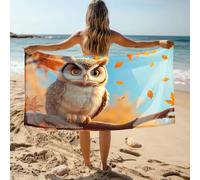 DRPZ Towel Bands For Beach Chairs A Cute Owl Perched On A Branch With Autumn Leaves Falling Around It Bath Towel Beach Towels