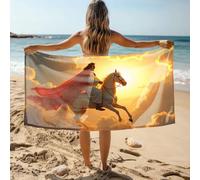 DRPZ Towel Bands For Beach Chairs Riding Horse In Clouds, Radiant Figure Bath Towel Beach Towels